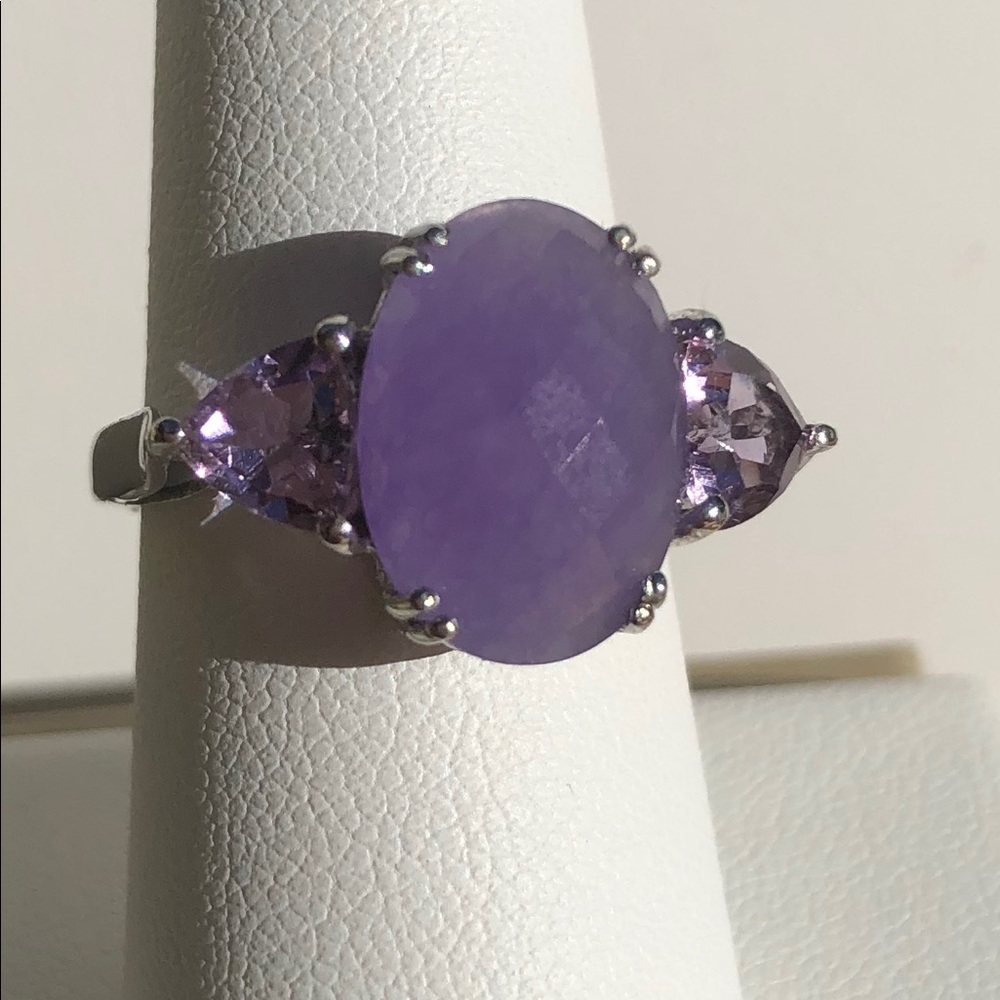 Purple Jade & Amethyst Ring. - Picture 6 of 9